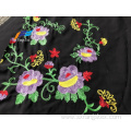 Formal Black 100 Polyester Wool Peach Embroidery Fabric